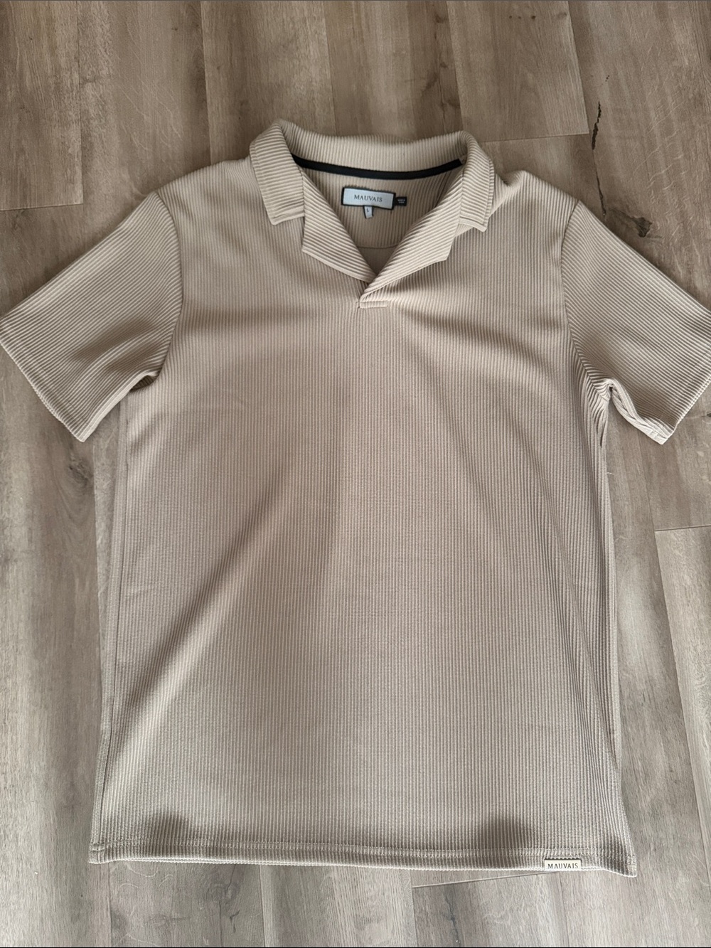 MAUVAIS Men's Sand Ribbed Knit Polo